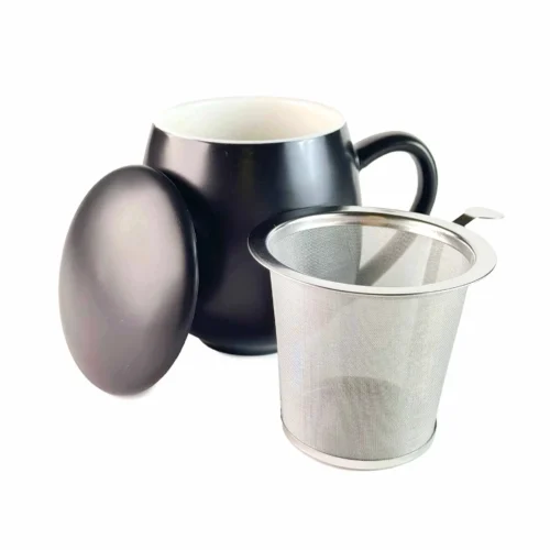 Keramikinis puodelis „Haiku“ su filtru (Juodas, 504 ml) su seteliu