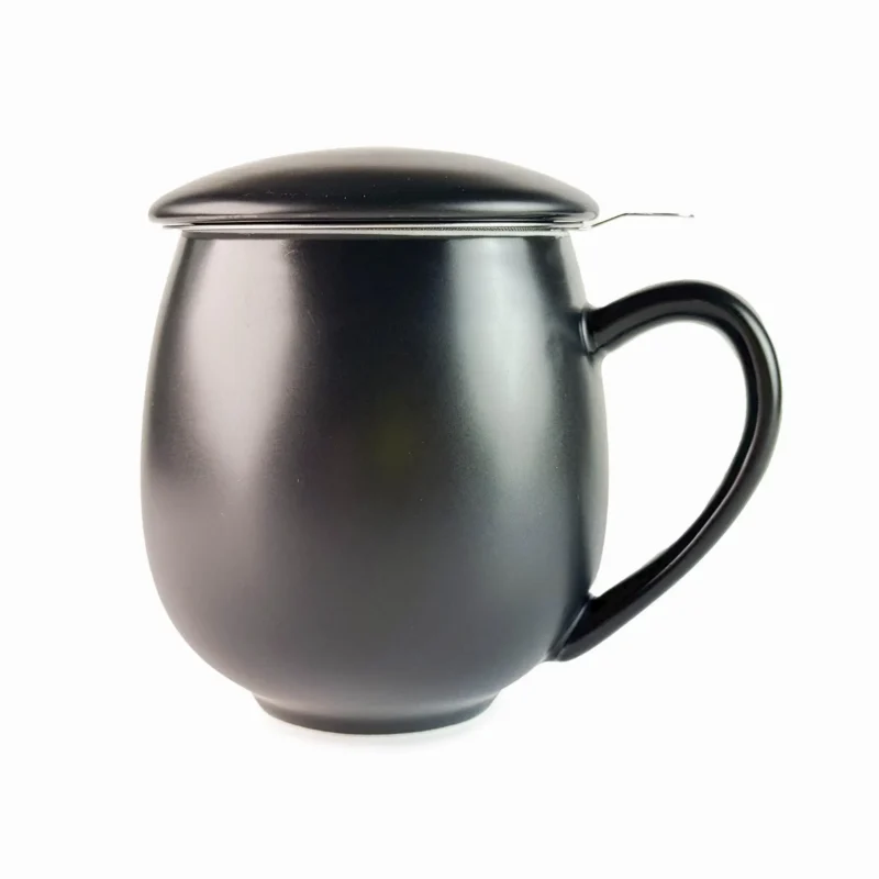 Keramikinis puodelis „Haiku“ su filtru (Juodas, 504 ml) šonas