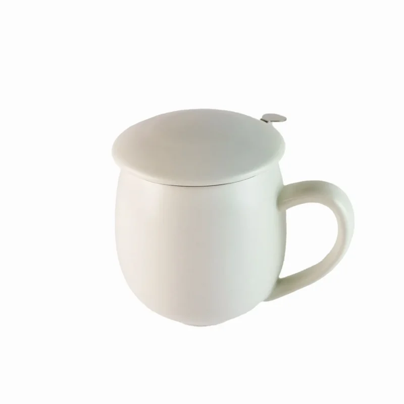 Keramikinis puodelis „Haiku“ su filtru (Baltas, 504 ml) uždengtas