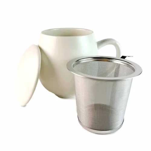 Keramikinis puodelis „Haiku“ su filtru (Baltas, 504 ml) su seteliu