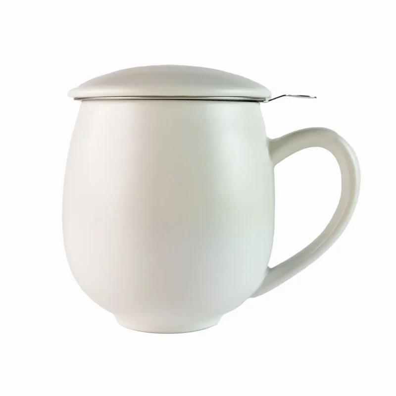 Keramikinis puodelis „Haiku“ su filtru (Baltas, 504 ml) šonas