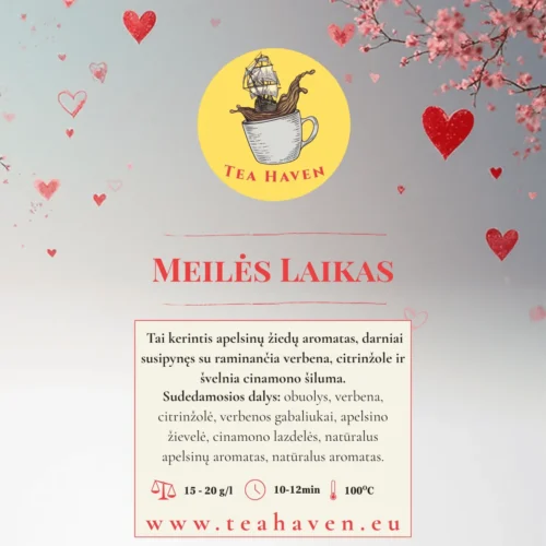 Vaisinė arbata Meilės Laikas su verbena, citrinžole ir cinamonu