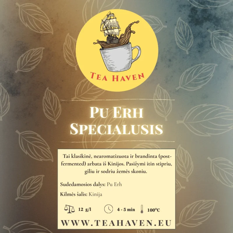 Pu Erh Specialusis Klasikinė kiniška Pu Erh arbata Specialusis – brandinta ir sodraus skonio