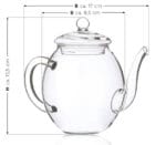 CRE-001-04 Creano stiklinio arbatinuko matmenys ir talpa