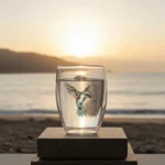 dvigubo stiklo termo puodelis