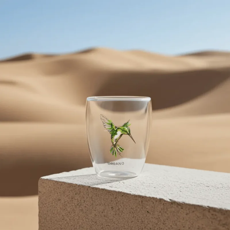 dvigubo stilko termo puodelis dykumoje