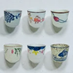 keramikinis arbatos puodelis Rytų Harmonija su gamtos raštais - rinkimys 6 vnt