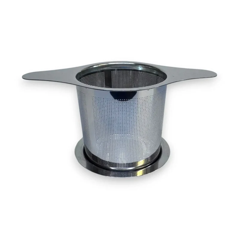 Nerūdijančio plieno arbatos sietelis su dangteliu naudojamu kaip padėkliukas