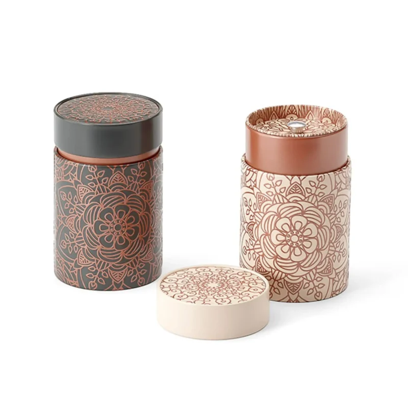 TS-70004 Arbatos indelis 2 vnt su mandala raštais ir vario detalėmis - juodas ir kreminis