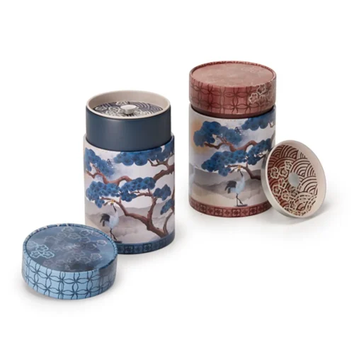 Washi stiliaus arbatos indeliai su gervėmis - mėlynas ir raudonas komplektas