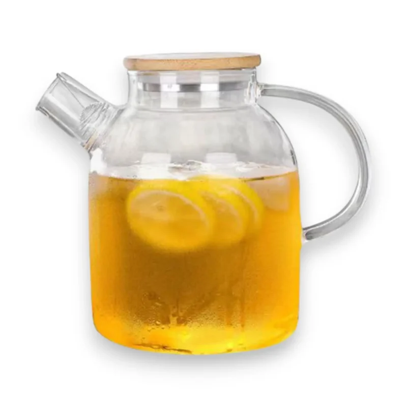 TS-B6021391-02 Didelis arbatinukas stiklinis su bambukiniu dangteliu ir citrinine arbata
