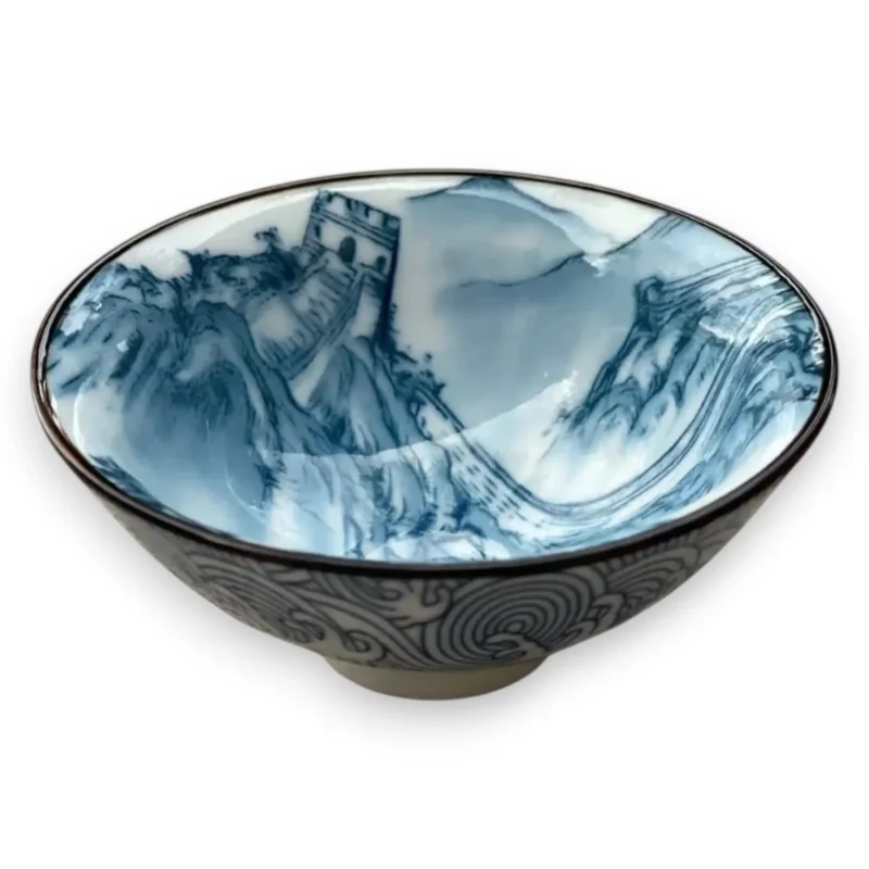 TS-B6021792-04 Porcelianinis arbatos puodelis su Didžiosios Kinų Sienos piešiniu baltame fone