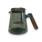 72326-01 Stiklinis arbatinukas su mygtuku - Tamsinto stiklo arbatos virimo indas Lodge su medine rankena ir dangteliu