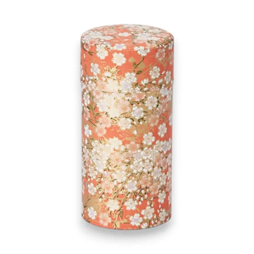 Oranžinė dėžutė arbatai Kazuko puošta japonišku Washi popieriumi