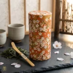 Japoniško stiliaus dėžutė arbatai Kazuko su žalia arbata ir sakurų žiedlapiais