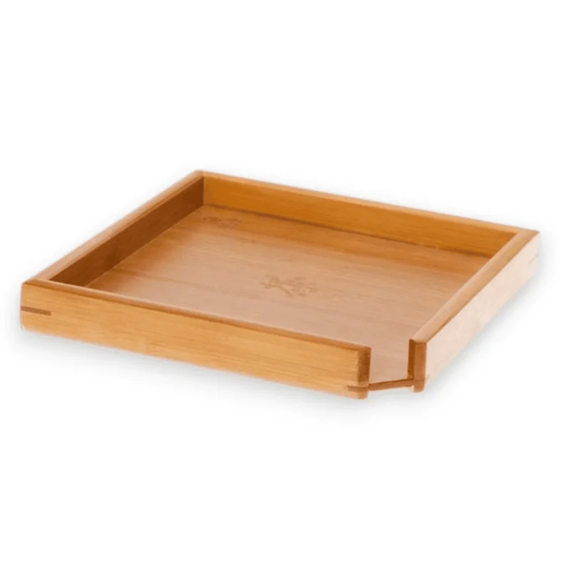 Tuščias bambukinis Pu-Erh padėklas su atviru kampu presuotai Pu-erh arbatai smulkinti