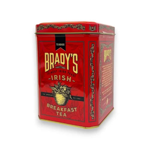 Juodoji arbata Brady's Irish Breakfast prabangioje raudonoje skardinėje