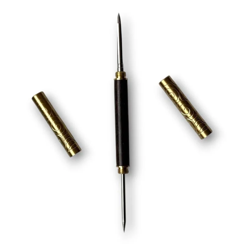 SK00138-01 Arbatos adata ir peilis 2-in-1 atsuktais juodmedžio dangteliais