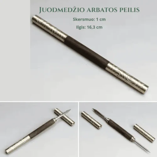 Pradžia Juodmedžio arbatos adata ir peilis: 16.3 cm ilgis ir 1 cm skersmuo